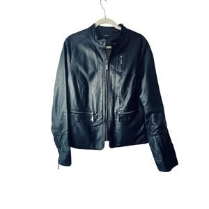 Apt 9 Faux Leather Black Bomber Jacket/Coat Sz XL